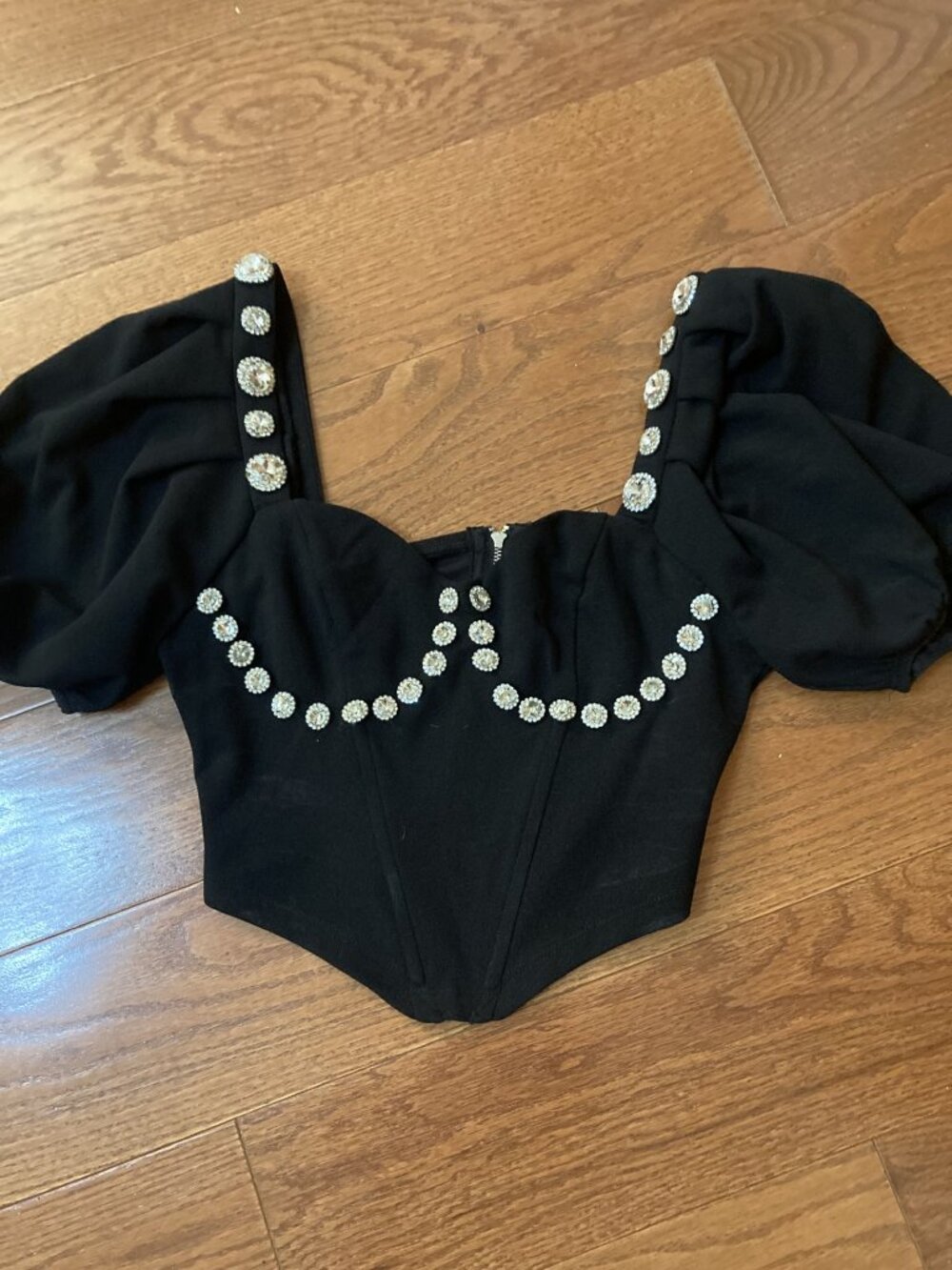 Black Jeweled Cropped Top